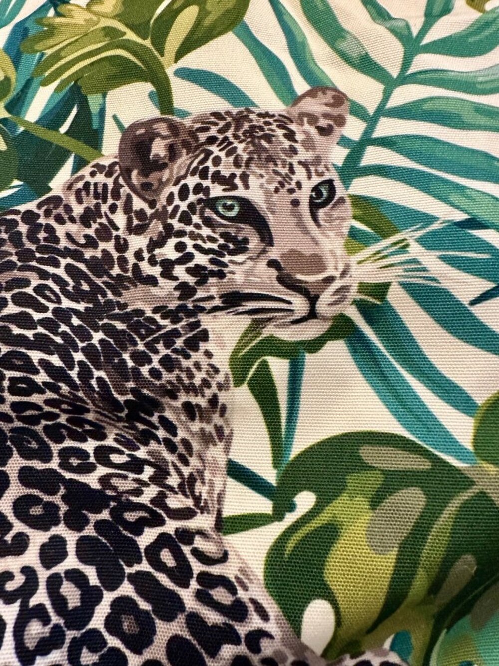 Jungle Leaf & Leopard Print Pillow Covers Woven Border 100% Polyester 22" x 22" - Picture 2 of 7